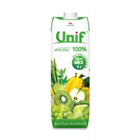 ราคายูนิฟ น้ำผักและผลไม้รวมผสมผักใบเขียว 100% 1000มล. (Unif 100% Mixed Vegetable & Fruit Juice With Green Vegetable 1000ml)