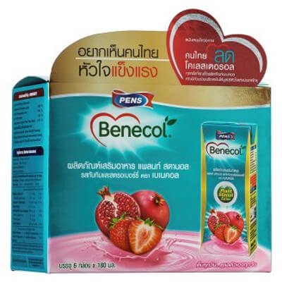 ฮาร์ทติเบเนคอล ผลิตภัณฑ์เสริมอาหารแพลนท์ สตานอล รสทับทิมและสตรอเบอรี่ 180มล. x 6 กล่อง (Hearti Benecol Plant Stanol Ester Pomegranate and Strawberry Flavor Dietary Supplement 180ml x 6pcs)