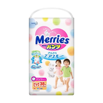 เมอร์รี่ส์ กางเกงผ้าอ้อมสำเร็จรูป ขนาด XL 12-22 กก. 38 ชิ้น (Merry Pant Diapers Size XL 12-22kg 38pcs)