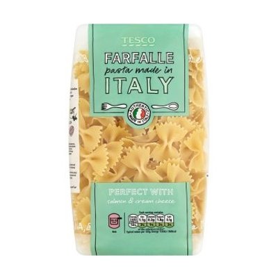 เทสโก้ ฟาร์ฟาลเล พาสต้า พาสต้ารูปโบว์ 500กรัม (นำเข้า) (Tesco Farfalle Pasta 500g (Imported))