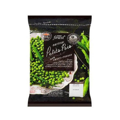 เทสโก้ ฟายเนสท์ ถั่วลันเตาแช่แข็ง 750กรัม (นำเข้า) (Tesco Finest British Petits Pois 750g (Imported))