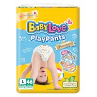 ราคา BabyLove เบบี้เลิฟ เพลย์แพ้นท์ พรีเมี่ยม กางเกงผ้าอ้อม จัมโบ้แพ็ค ขนาด L 46 ชิ้น