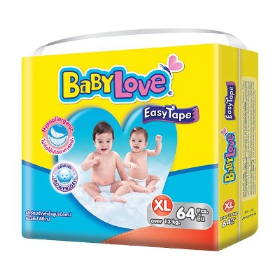 Babylove เบบี้เลิฟ อีซี่ เทป ผ้าอ้อมเด็ก ขนาด XL 64 ชิ้น