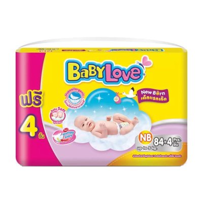 BabyLove เบบี้เลิฟ อีซี่ เทป นิวบอร์น ผ้าอ้อมแบบเทป ขนาด NB เด็กแรกเกิด 88 ชิ้น