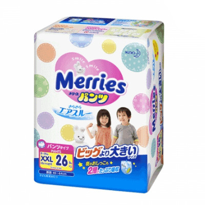 Merries เมอร์รี่ส์ เจแปน แพ้นส์ ผ้าอ้อมแบบกางเกง ขนาด XXL 26 ชิ้น