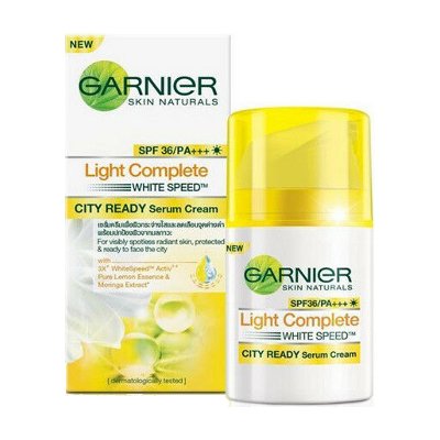 การ์นิเย่ เซรั่มบำรุงผิวหน้า ไลท์ คอมพลีท ซิตี้ เราดี้ SPF36 50 มล. (Garnier Skin Naturals Light Complete City Ready Serum Cream SPF36/PA+++ 50ml)