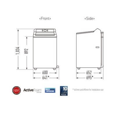 Panasonic เครื่องซักผ้าฝาบน ขนาด 10 กก. รุ่น NA-F100A2