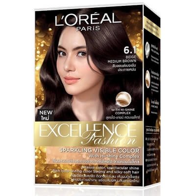 ลอรีอัล ครีมเปลี่ยนสีผม สีบลอนด์เบจเข้มประกายหม่น เบอร์ 6.1