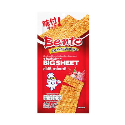 เบนโตะ ปลาหมึกแผ่นปรุงรส ซูริมิผสมเนื้อปลาหมึก รสสไปซี่ ทาโกยากิ 20กรัม