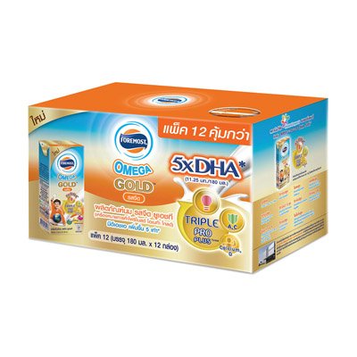 โฟร์โมสต์โอเมก้าโกลด์นมยูเอชทีรสจืด 180มล. แพค 12