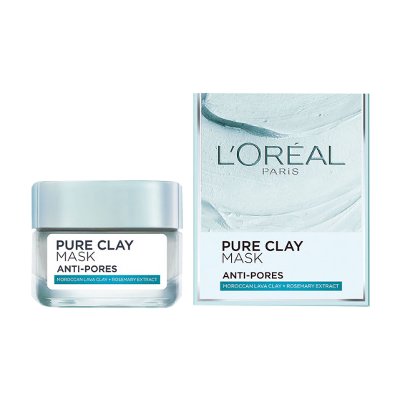 ลอรีอัล ปารีส เพียวเคลย์มาส์ก แอนตี้-พอร์ โคลนพอกหน้าแบบล้างออก สูตรเพื่อกระชับรูขุมขน 50 กรัม (L'Oreal Paris Pure Clay Mask Anti-Pores 50g)