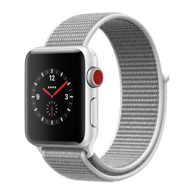 Apple Watch Series 3 (GPS + Cellular) Silver Aluminum Case with Seashell Sport Loop 38mm