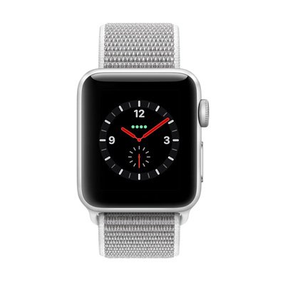Apple Watch Series 3 (GPS + Cellular) Silver Aluminum Case with Seashell Sport Loop 38mm