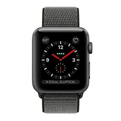 Apple Watch Series 3 (GPS + Cellular) Space Gray Aluminum Case with Dark Olive Sport Loop 38mm
