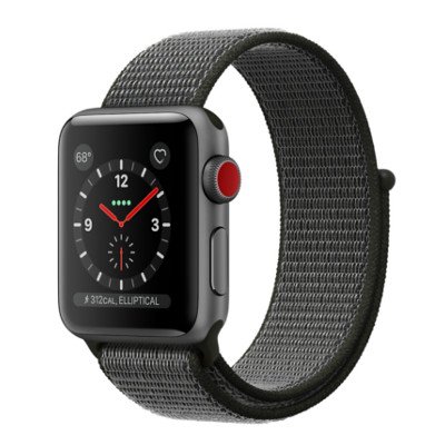 Apple Watch Series 3 (GPS + Cellular) Space Gray Aluminum Case with Dark Olive Sport Loop 38mm