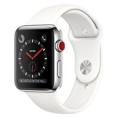 Apple Watch Series 3 (GPS + Cellular) Stainless Steel Case with Soft White Sport Band 38mm