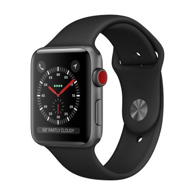 Apple Watch Series 3 (GPS + Cellular) Space Black Stainless Steel Case with Black Sport Band 38mm