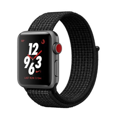 Apple Watch Series 3 Nike+ (GPS + Cellular) Space Gray Aluminum Case with Black-Pure Platinum Nike Sport Loop 38mm