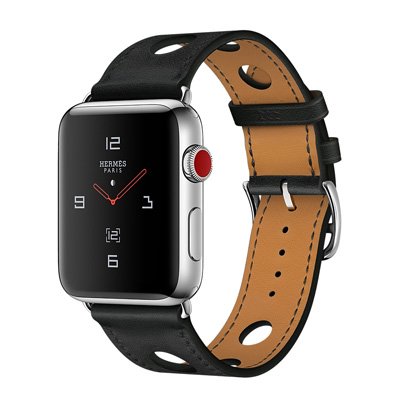 Apple Watch Series 3 Hermes (GPS + Cellular) Stainless Steel Case with Noir Gala Leather Single Tour Rallye 42mm