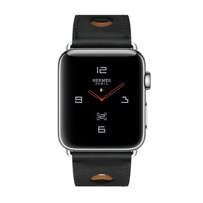 Apple Watch Series 3 Hermes (GPS + Cellular) Stainless Steel Case with Noir Gala Leather Single Tour Rallye 42mm