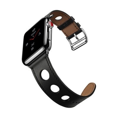 Apple Watch Series 3 Hermes (GPS + Cellular) Stainless Steel Case with Noir Gala Leather Single Tour Rallye 42mm