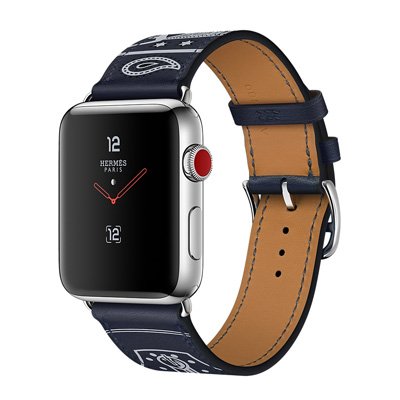 Apple Watch Series 3 Hermes (GPS + Cellular) Stainless Steel Case with Marine Gala Leather Single Tour Eperon d'Or 42mm