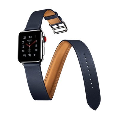 Apple Watch Series 3 Hermes (GPS + Cellular) Stainless Steel Case with Indigo Swift Leather Double Tour 38mm