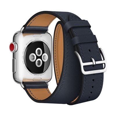 Apple Watch Series 3 Hermes (GPS + Cellular) Stainless Steel Case with Indigo Swift Leather Double Tour 38mm