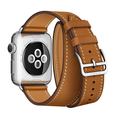 Apple Watch Series 3 Hermes (GPS + Cellular) Stainless Steel Case with Fauve Barenia Leather Double Tour 38mm