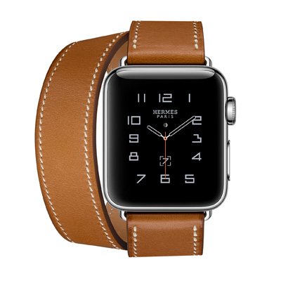 Apple Watch Series 3 Hermes (GPS + Cellular) Stainless Steel Case with Fauve Barenia Leather Double Tour 38mm