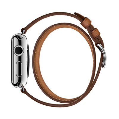 Apple Watch Series 3 Hermes (GPS + Cellular) Stainless Steel Case with Fauve Barenia Leather Double Tour 38mm