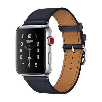 Apple Watch Series 3 Hermes (GPS + Cellular) Stainless Steel Case with Indigo Swift Leather Single Tour 42mm