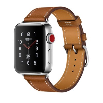 Apple Watch Series 3 Hermes (GPS + Cellular) Stainless Steel Case with Fauve Barenia Leather Single Tour 38mm