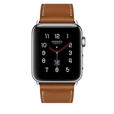 Apple Watch Series 3 Hermes (GPS + Cellular) Stainless Steel Case with Fauve Barenia Leather Single Tour 38mm