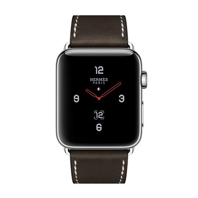 Apple Watch Series 3 Hermes (GPS + Cellular) Stainless Steel Case with Ebene Barenia Leather Single Tour Deployment Buckle 42mm