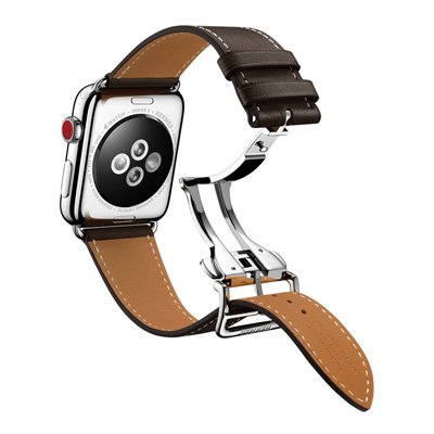 Apple Watch Series 3 Hermes (GPS + Cellular) Stainless Steel Case with Ebene Barenia Leather Single Tour Deployment Buckle 42mm
