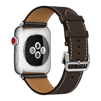 Apple Watch Series 3 Hermes (GPS + Cellular) Stainless Steel Case with Ebene Barenia Leather Single Tour Deployment Buckle 42mm