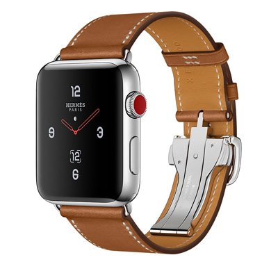 Apple Watch Series 3 Hermes (GPS + Cellular) Stainless Steel Case with Fauve Barenia Leather Single Tour Deployment Buckle 42mm