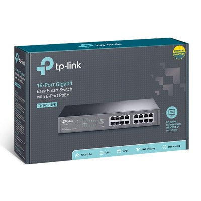 TP-Link 16-Port Gigabit Easy Smart PoE Switch with 8-Port PoE+ รุ่น TL-SG1016PE