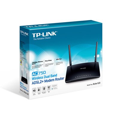 TP-Link AC750 Wireless Dual Band ADSL2+ Modem Router รุ่น Archer D20