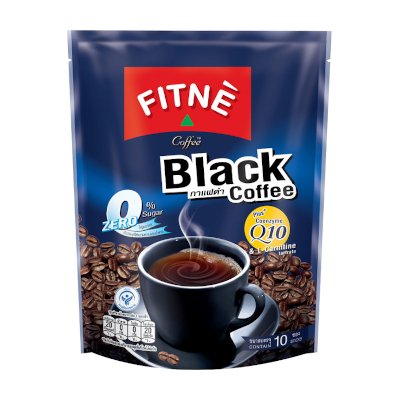 ฟิตเน่ คอฟฟี่ กาแฟดำปรุงสำเร็จชนิดผง ผสมโคเอนไซม์ คิวเท็น 5 กรัม x 10 ซอง