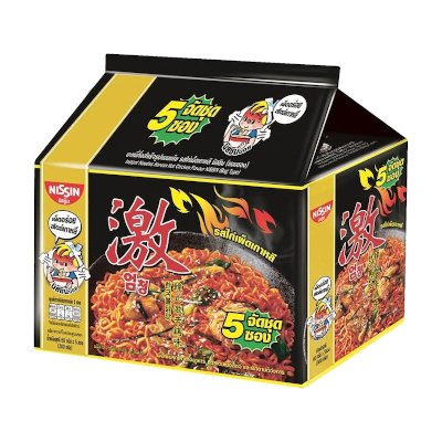 นิชชิน บะหมี่กึ่งสำเร็จรูปรสไก่เผ็ดเกาหลี 60 กรัม x 5 ซอง