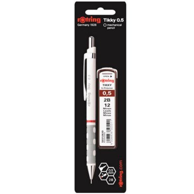 ดินสอติ๊กกี้สีขาว 0.5 + ไส้ดินสอ 0.5 2B (8854556006014)