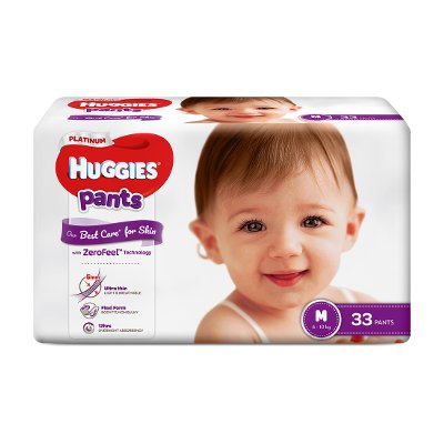 ฮักกี้ส์ แพลทินัม กางเกงผ้าอ้อมสำเร็จรูป ขนาด M 6-10 กก. 33 ชิ้น (Huggies Platinum Pants Diapers Size M 6-10kg 33pcs)