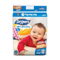 ราคา ดรายเพอร์ส ผ้าอ้อมแบบเทป ขนาด L 9-14 กก. 62 ชิ้น (Drypers Wee Wee Dry Tape Diapers Size L 9-14 62pcs)