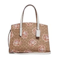 ราคา Coach 31667 Charlie Signature Rose Print Carryall Shoulder Bag Tan Chalk กระเป๋าถือ