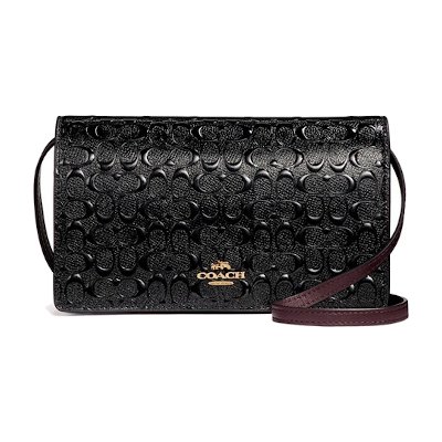 Coach F15620 Foldover Crossbody Clutch in Signature Debossed Patent Leather กระเป๋าสะพายข้าง
