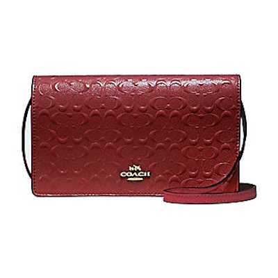 Coach F15620 Foldover Crossbody Clutch in Signature Debossed Patent Leather กระเป๋าสะพายข้าง
