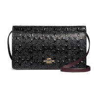 ราคา Coach F15620 Foldover Crossbody Clutch in Signature Debossed Patent Leather กระเป๋าสะพายข้าง