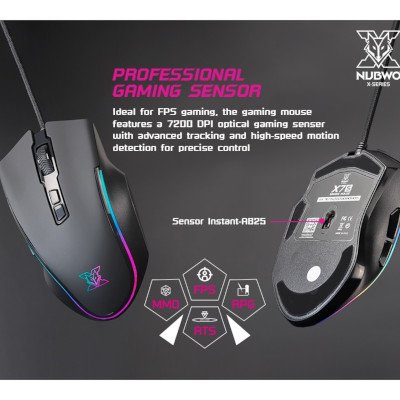 Nubwo X7S RGB Gaming Mouse เมาส์เกมมิ่ง